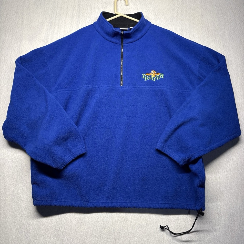 Vintage Disney Catalog Tigger‎ Fleece Pullover Blue Quarter Zip XXL 2XL
